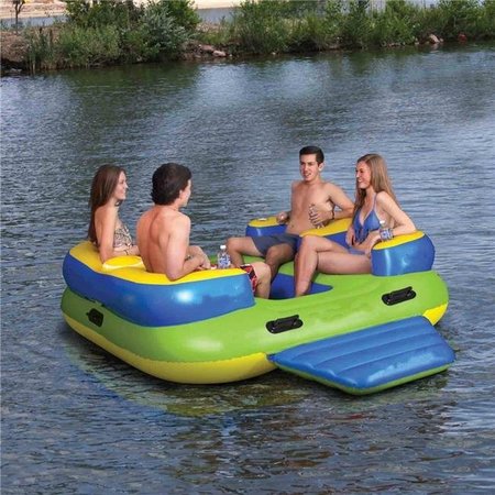 ALEKO ALEKO IFI4P-UNB Inflatable Floating Island Lounge Raft with Cup Holders & Coolers - 4 Person IFI4P-UNB